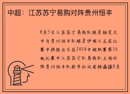 中超：江苏苏宁易购对阵贵州恒丰
